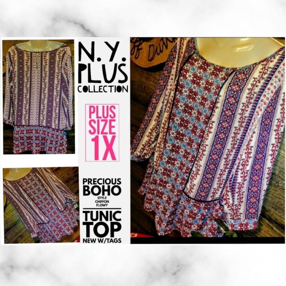 NY Collection Tops - N.Y. Collection Tunic Top Plus Size 1X NWT